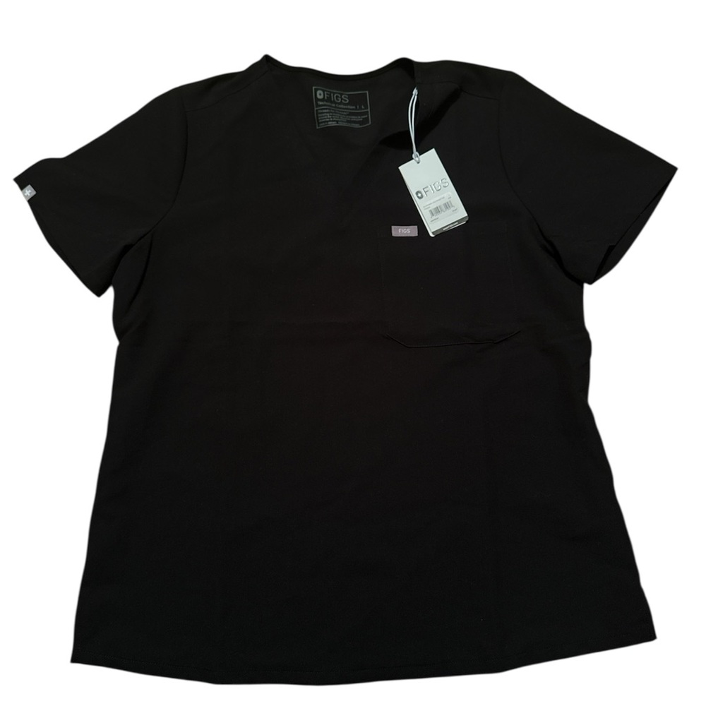 Black FIGS Scrub Top size large brand new with tags